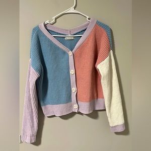Color block sweater cardigan